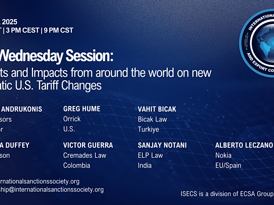 ABD Gümrük Tarifeleri uluslararası panel Vahit Bıçak Hukuk Türkiye temsilcisi ISECS, Yaptırımlar İhracat Kontrolleri Topluluğu ticaret avukat